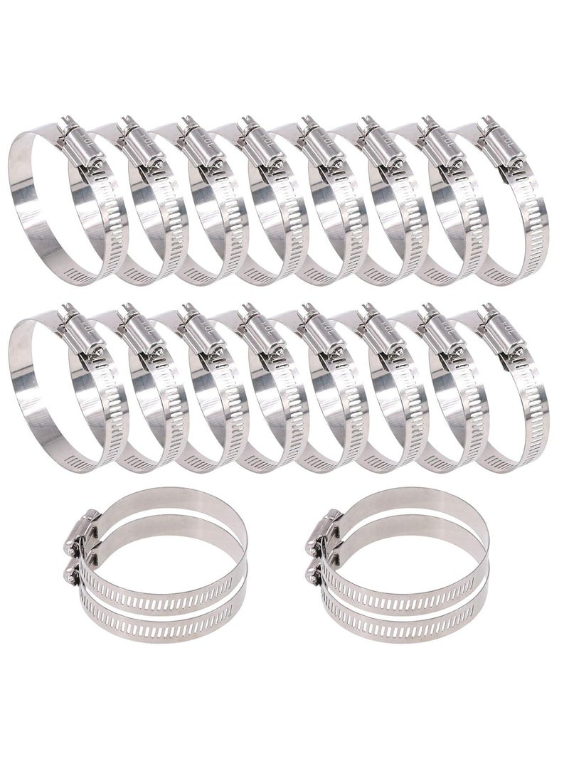 20 Pieces 304 Stainless Steel Adjustable 21-38mm Range Worm Gear Hose Clamp Combo Kit, Fuel Pipe Clamps for Water Pipe, Pipeline, Automotive and Mechanical Applications (21-38mm) - Image 1